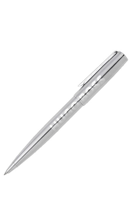 Chrome ballpoint pen with tonal logo, Silver