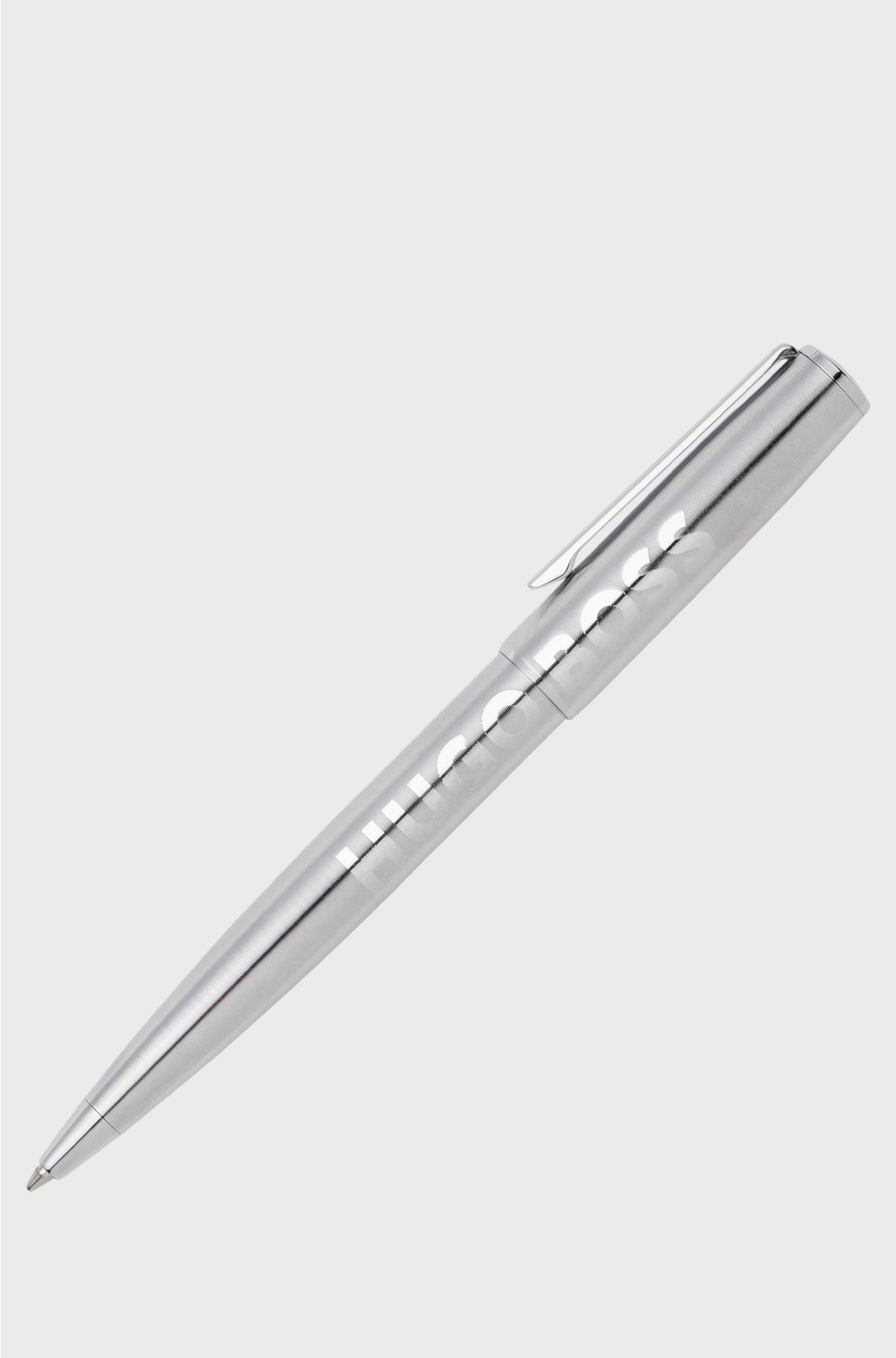 Chrome ballpoint pen with tonal logo, Silver