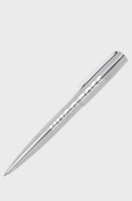 Chrome ballpoint pen with tonal logo, Silver