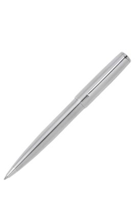 Chrome ballpoint pen with tonal logo, Silver