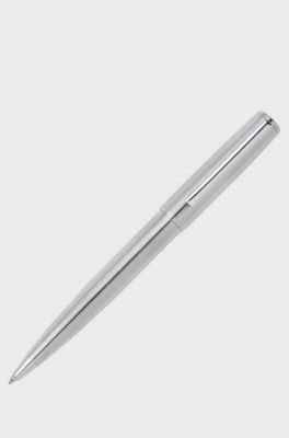 Chrome ballpoint pen with tonal logo, Silver