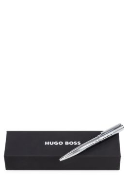Chrome ballpoint pen with tonal logo, Silver
