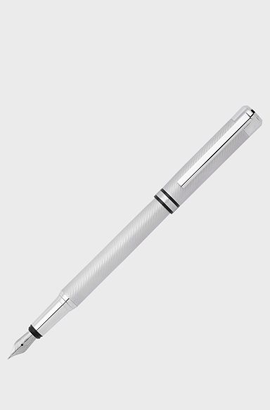 Chrome fountain pen with engraved pattern, Silver