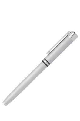 Chrome fountain pen with engraved pattern, Silver