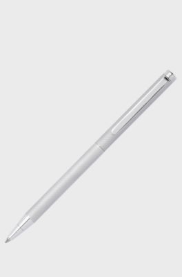 Balpen met chroomcoating en gegraveerd dessin, Zilver