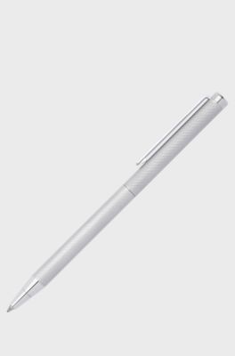 Balpen met chroomcoating en gegraveerd dessin, Zilver