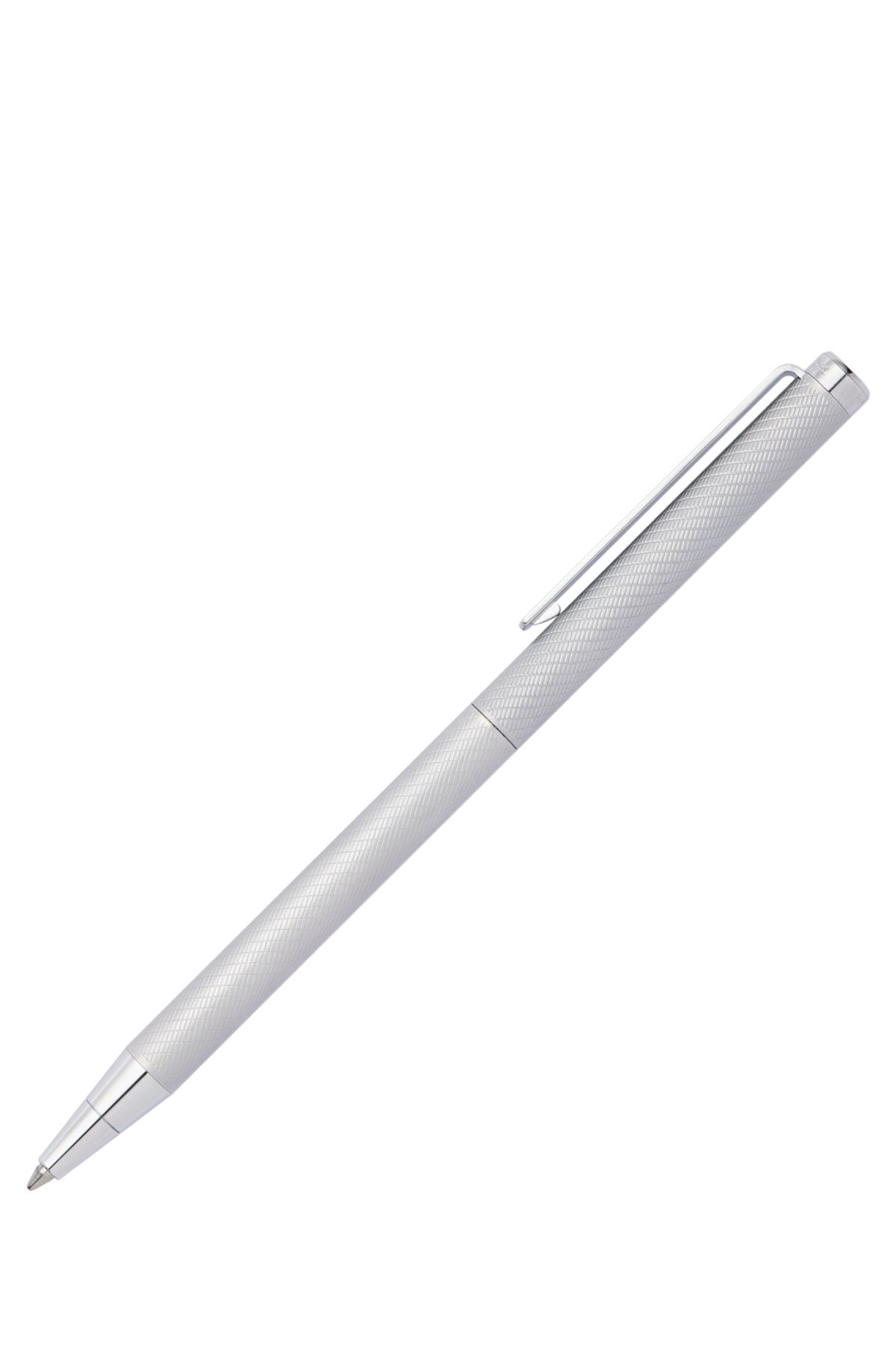 Chrome ballpoint pen with engraved pattern, Silver