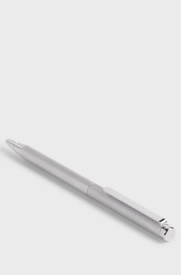 Balpen met chroomcoating en gegraveerd dessin, Zilver