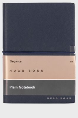 A6 notebook in navy faux leather with elasticated band, Dark Blue