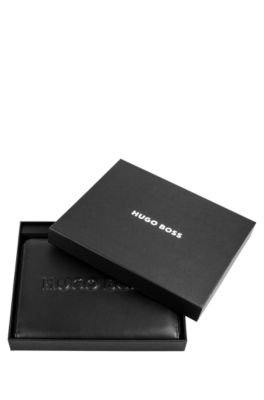 A5 conference folder in faux leather with 3D logo, Black