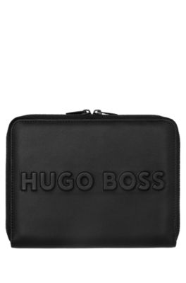 A5 conference folder in faux leather with 3D logo, Black