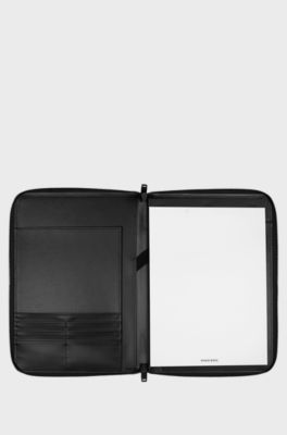 A4 conference folder in faux leather with 3D logo, Black