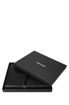 A4 conference folder in faux leather with 3D logo, Black