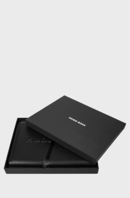 A4 conference folder in faux leather with 3D logo, Black