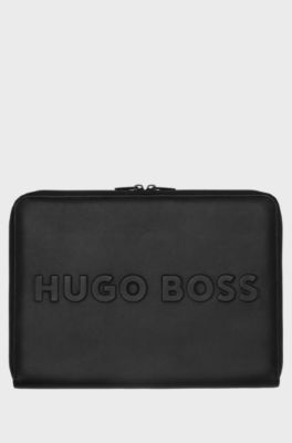A4 conference folder in faux leather with 3D logo, Black