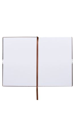 DIN-A5-Notizbuch aus camelfarbenem Kunstleder mit elastischem Band, Braun