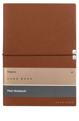 DIN-A5-Notizbuch aus camelfarbenem Kunstleder mit elastischem Band, Braun