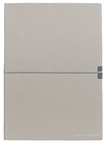 Grå A5-notesbog i kunstlæder med elastisk bånd, Lysegrå