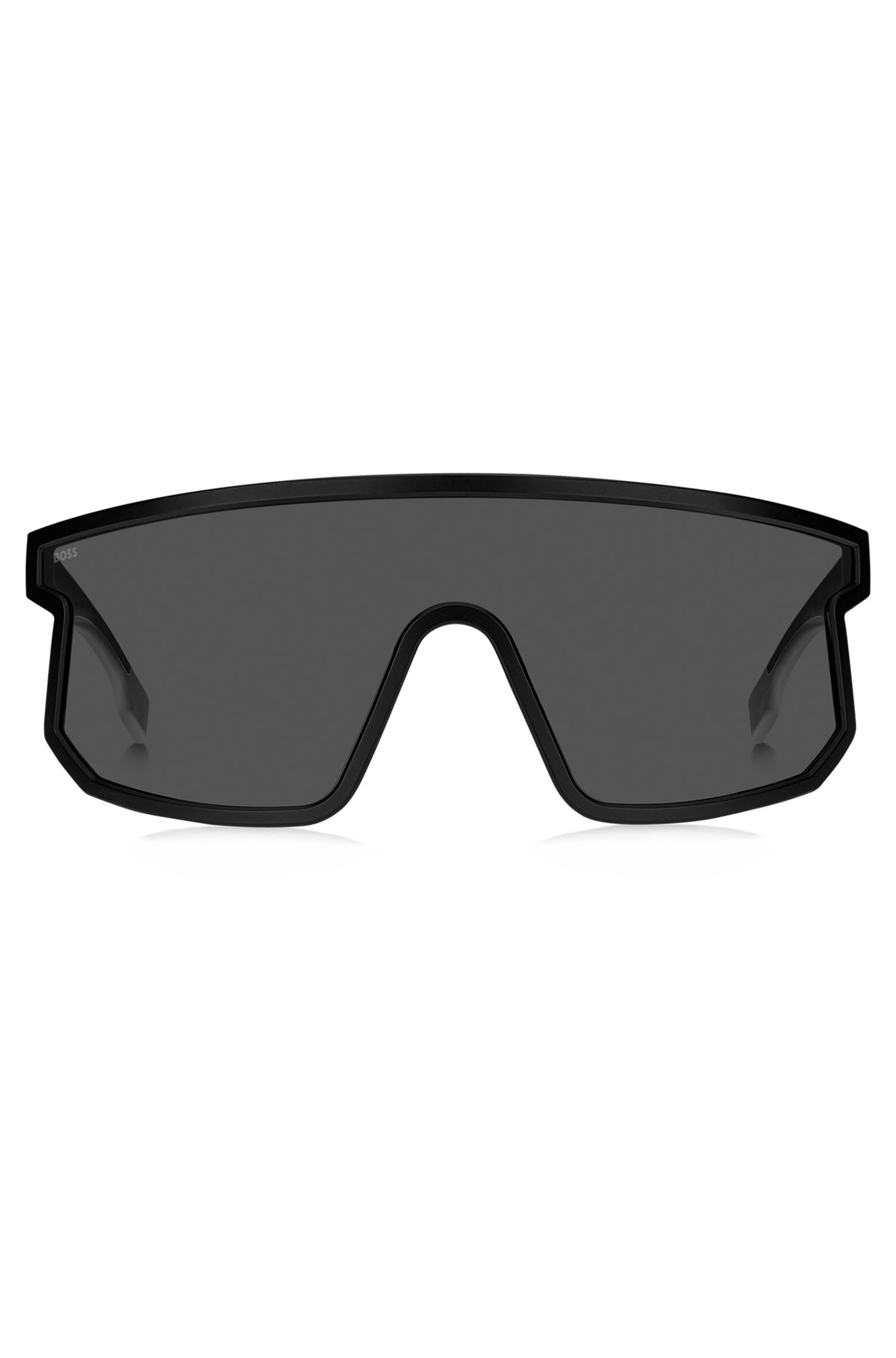 Schwarze Mask-Sonnenbrille mit Logos an den Bügeln, Assorted-Pre-Pack