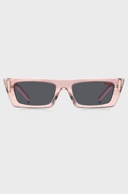 Lunettes de soleil en ac&eacute;tate rose avec monogramme&nbsp;3D, Rose clair
