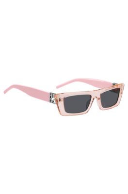 Pink-acetate sunglasses with 3D monogram, light pink