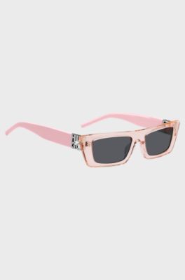 Sonnenbrille aus rosafarbenem Acetat mit 3D-Monogramm, Hellrosa