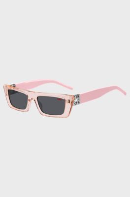 Zonnebril van roze acetaat met 3D-monogram, Lichtroze