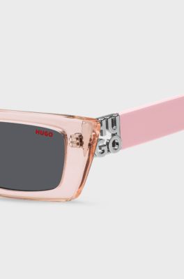 Lunettes de soleil en ac&eacute;tate rose avec monogramme&nbsp;3D, Rose clair