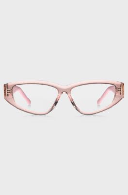 Lyser&oslash;d acetat-ramme til briller med styrke med 3D-monogram, Lys pink