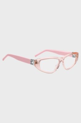 Pink-acetate optical frames with 3D monogram, light pink