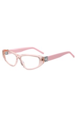 Pink-acetate optical frames with 3D monogram, light pink