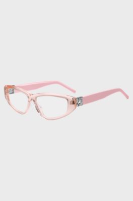 Lyser&oslash;d acetat-ramme til briller med styrke med 3D-monogram, Lys pink