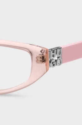 Lyser&oslash;d acetat-ramme til briller med styrke med 3D-monogram, Lys pink