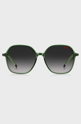Green sunglasses with stainless-steel temples, Dark Green