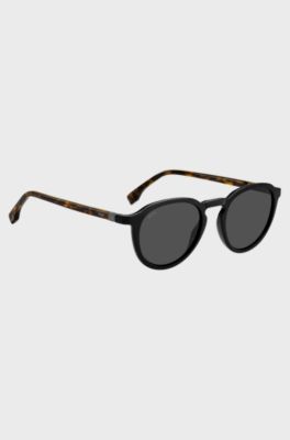 Black 360&deg;-hinge sunglasses with Havana temples, Patterned