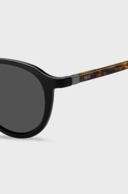 Black 360&deg;-hinge sunglasses with Havana temples, Patterned