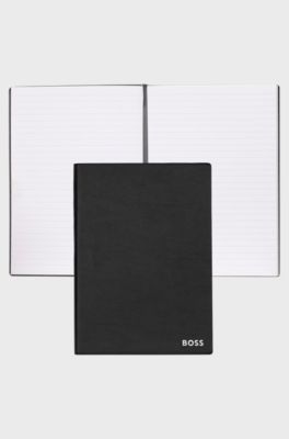 Carnet format&nbsp;A5 en similicuir noir, Noir