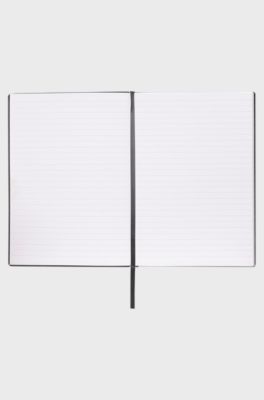 A5 notebook in black faux leather, Black