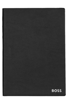 A5 notebook in black faux leather, Black