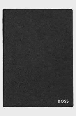 A5 notebook in black faux leather, Black