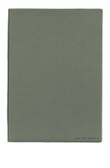 Khaki A5 notebook in grained faux leather, Khaki