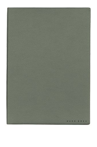 Kakifarvet A5-notesbog i nopret imiteret læder, Kaki