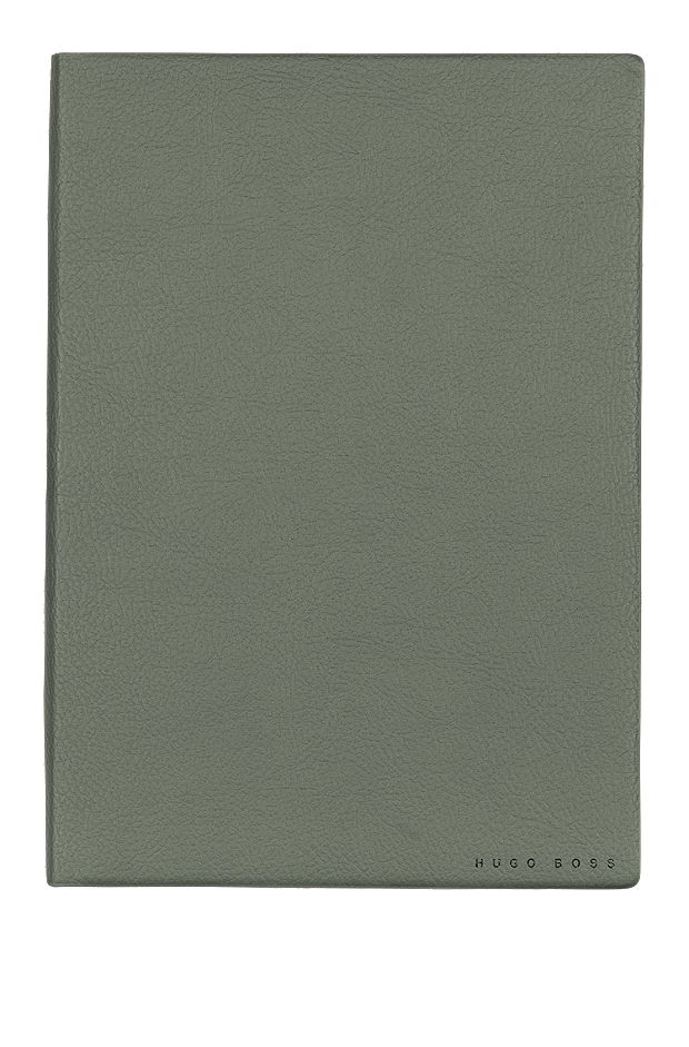 Kakifarvet A5-notesbog i nopret imiteret læder, Kaki