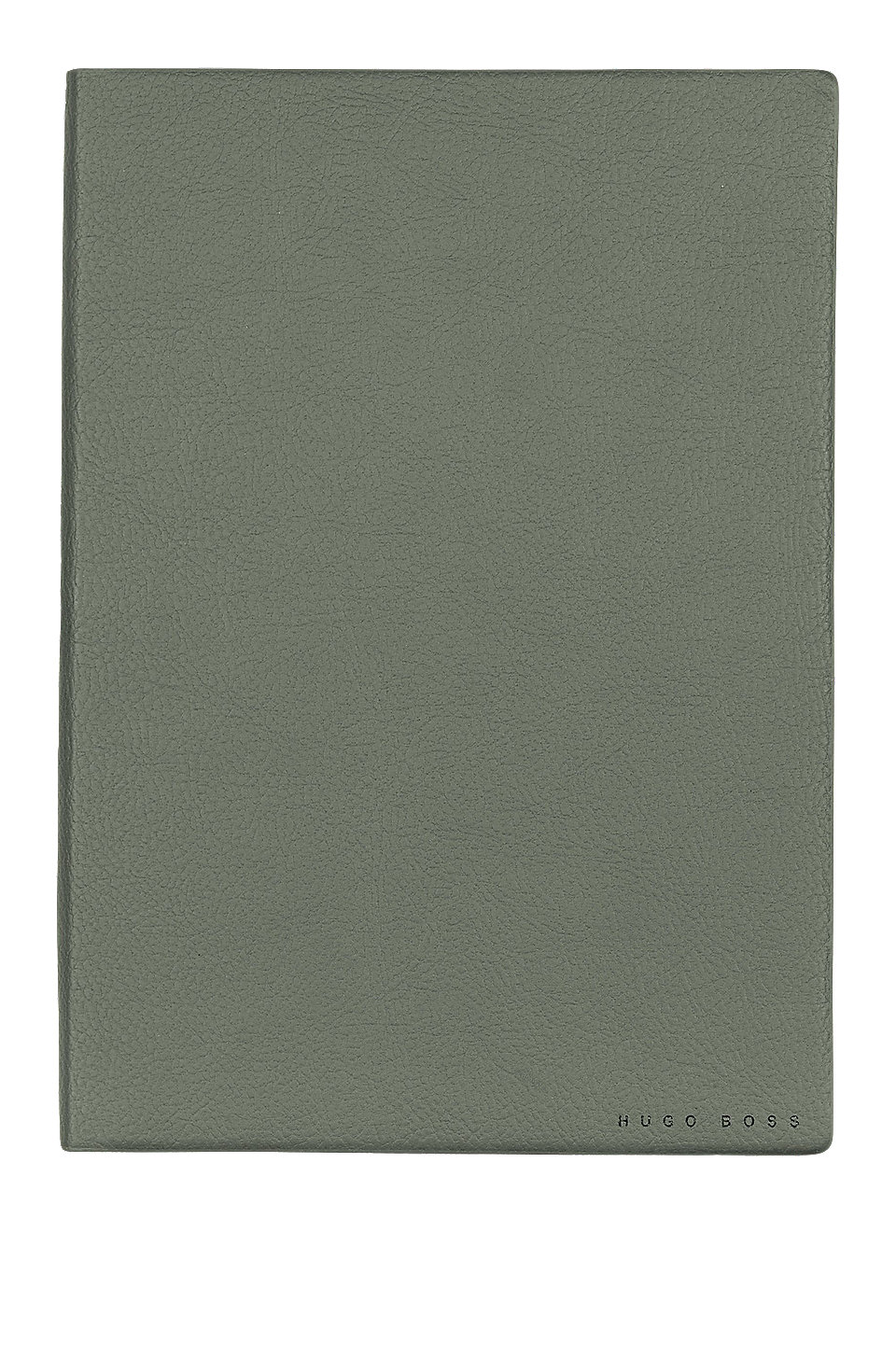 BOSS - Khaki A5 notebook in grained faux leather