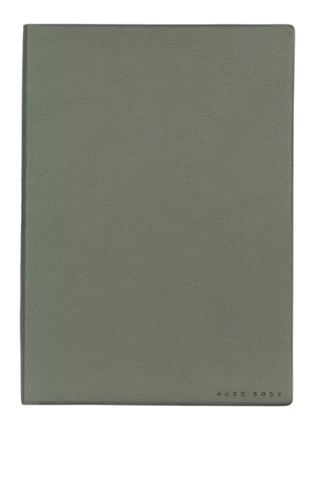 Khaki A5 notebook in grained faux leather