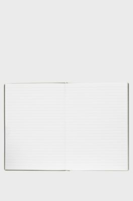Khaki A5 notebook in grained faux leather, Khaki