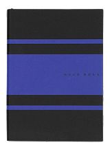 A5-notesbog indbundet i imiteret læder med blå striber, Mønstret