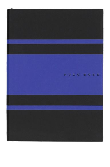DIN-A5-Notizbuch aus blau gestreiftem Kunstleder, Gemustert