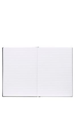 Blue-striped A5 notebook in faux leather, Patterned