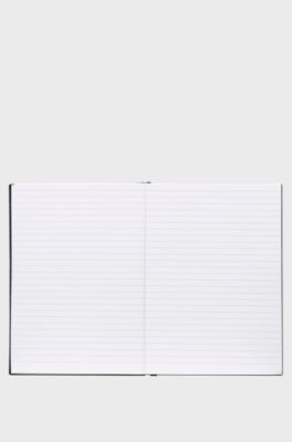 Blue-striped A5 notebook in faux leather, Patterned